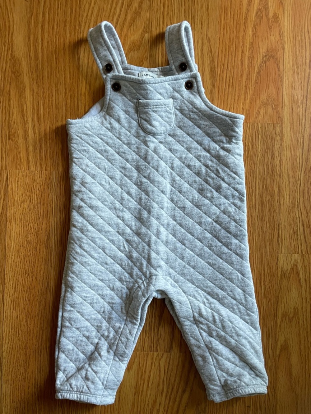 Janie and Jack Quilted Light Gray Baby Overalls